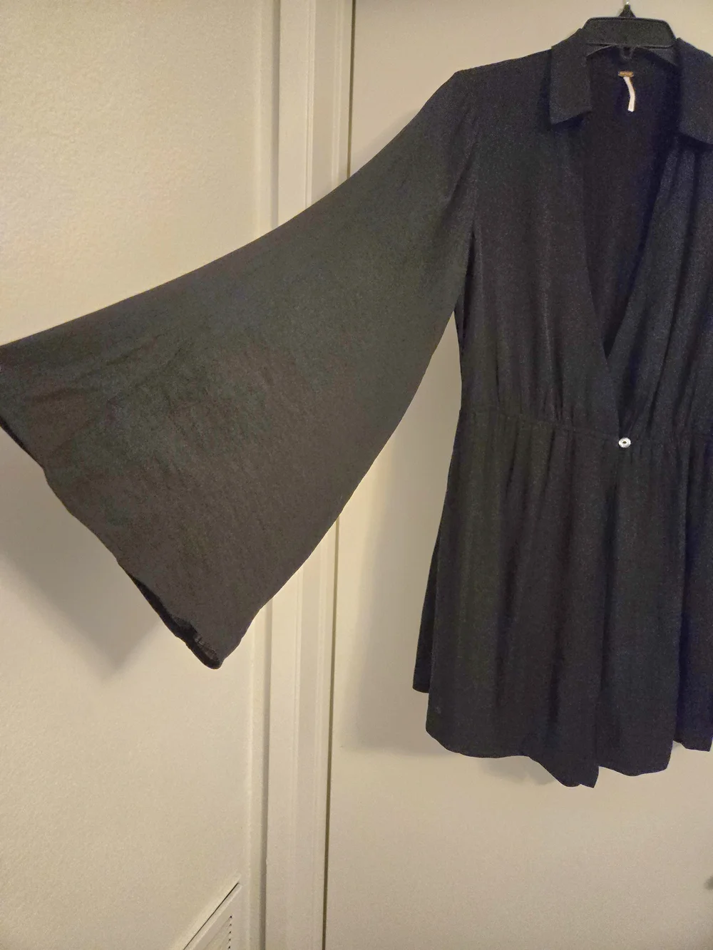 Free People Black Daria Beach Crinkle Wrap Romper - Picture 3 of 7